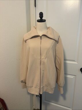 Women’s Cream Zip-Front Jacket Size XL - Preppy Beachy